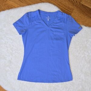 Med Couture Blue/Purple Scrub Top, Womens Extra Small, Great Condition